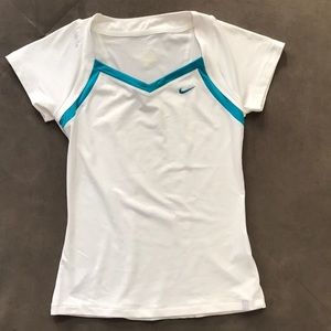 Nike Dri-fit aqua & White tennis Top Small